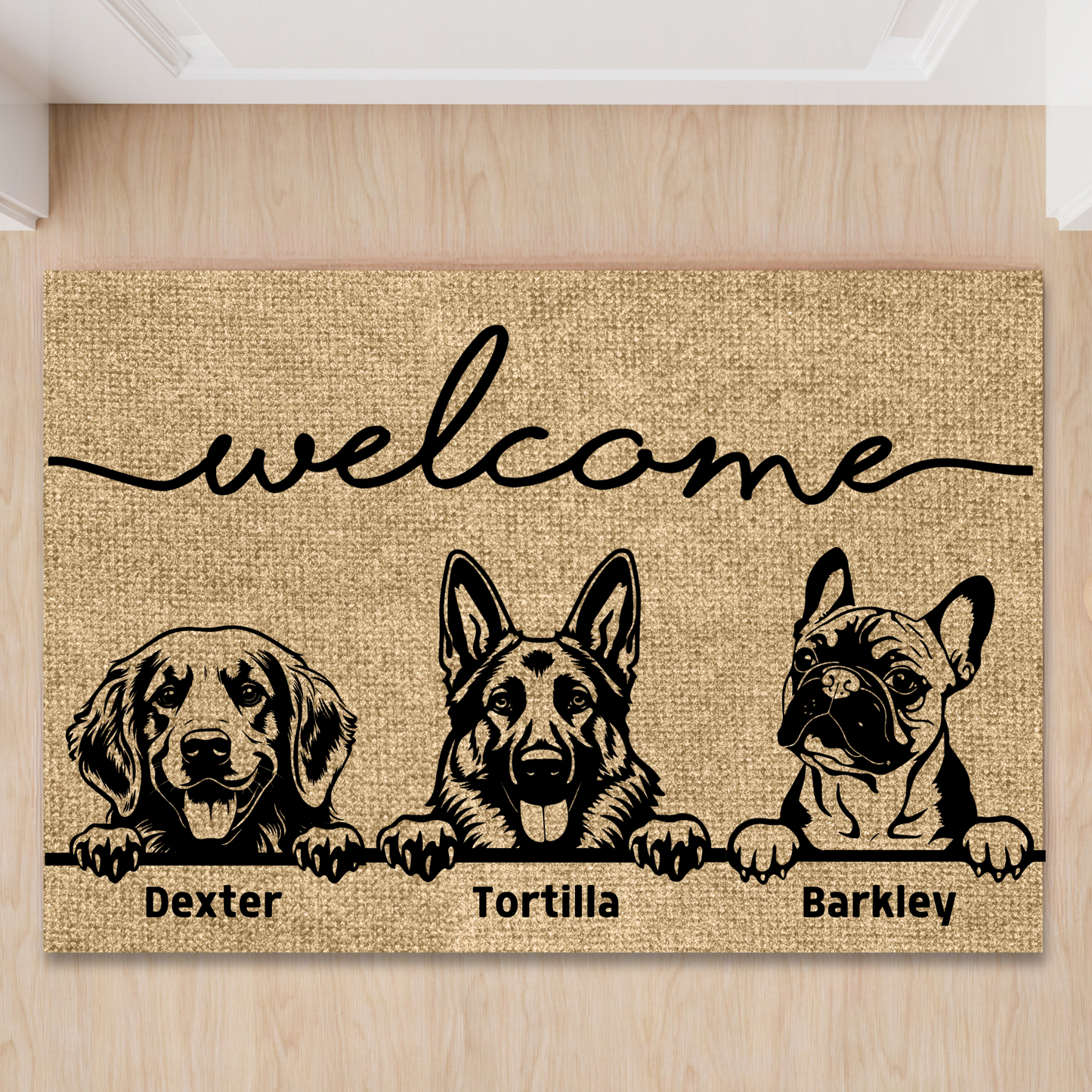 Personalized Dog Welcome Doormat, Custom Dog Breed and Name, Gift for Dog Owners