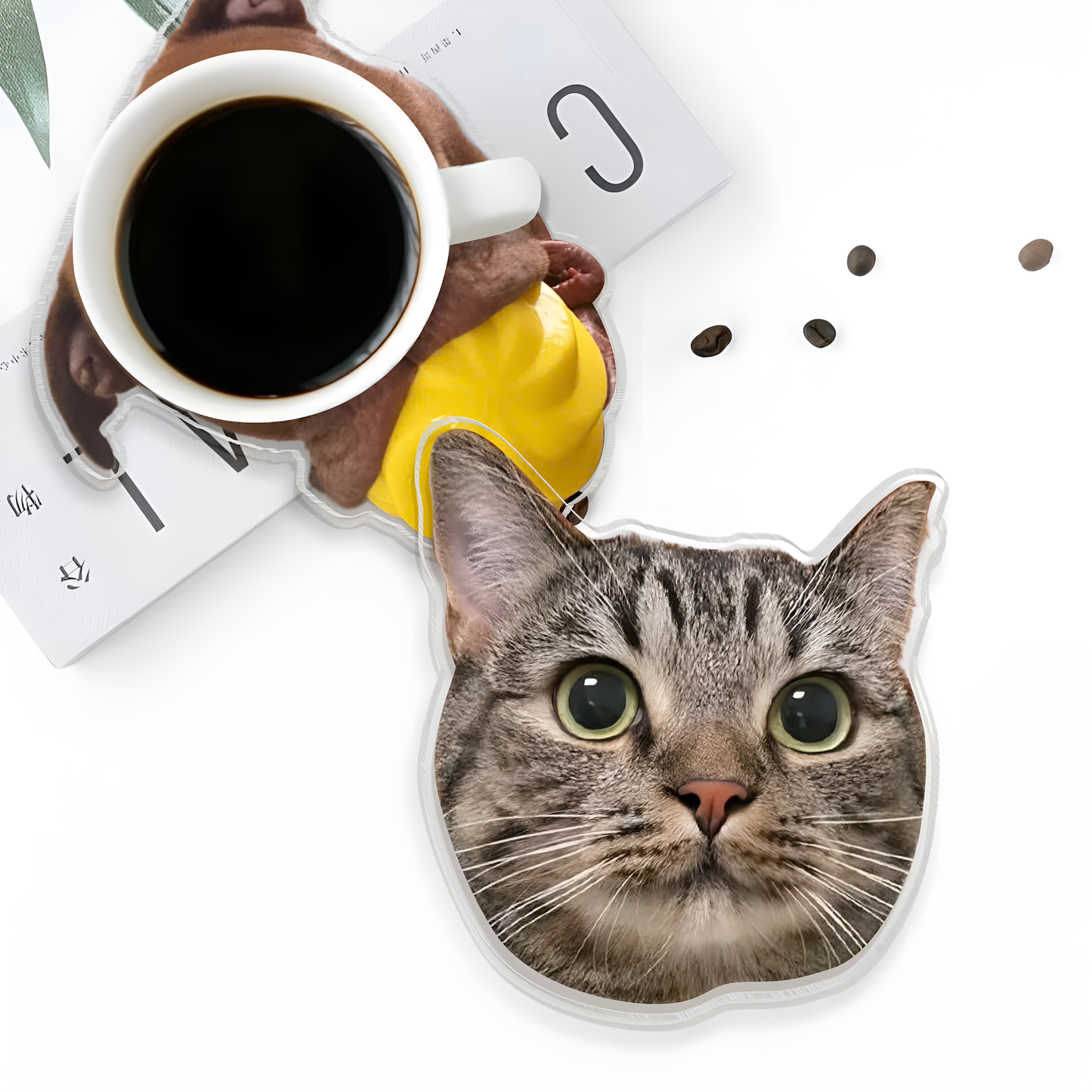 Personalized Pet Acrylic Coaster, Custom Pet Head Photo Coaster, Gift For Pet Owners