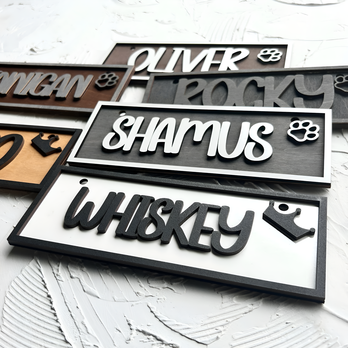 Handcraft 2 Layers Wooden Dog Name Rectangle Plaque Personalized, Custom Kennel Name Sign, Gift For Dog Owners