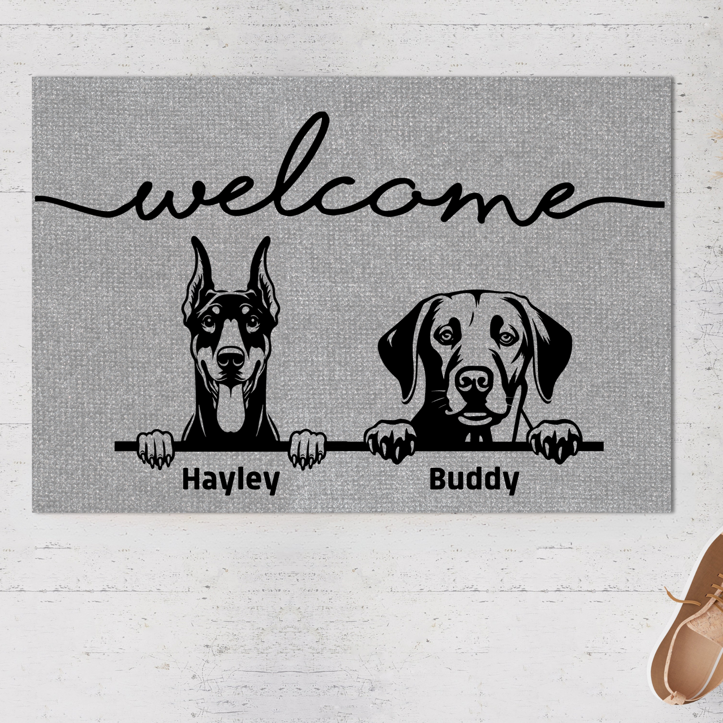 Personalized Dog Welcome Doormat, Custom Dog Breed and Name, Gift for Dog Owners