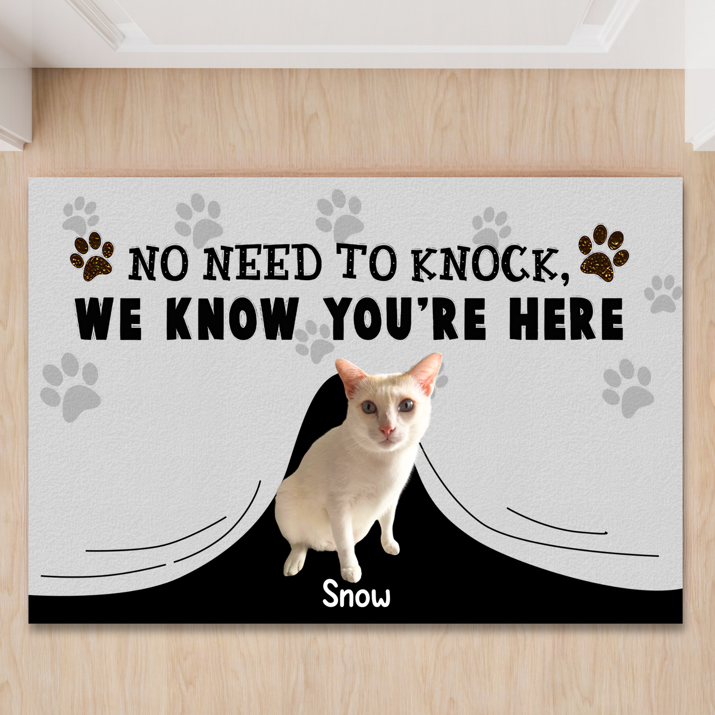 Personalized Pet Doormat, No Need To Knock Doormat, Custom Pet Photo and Name, Gift for Pet Owners