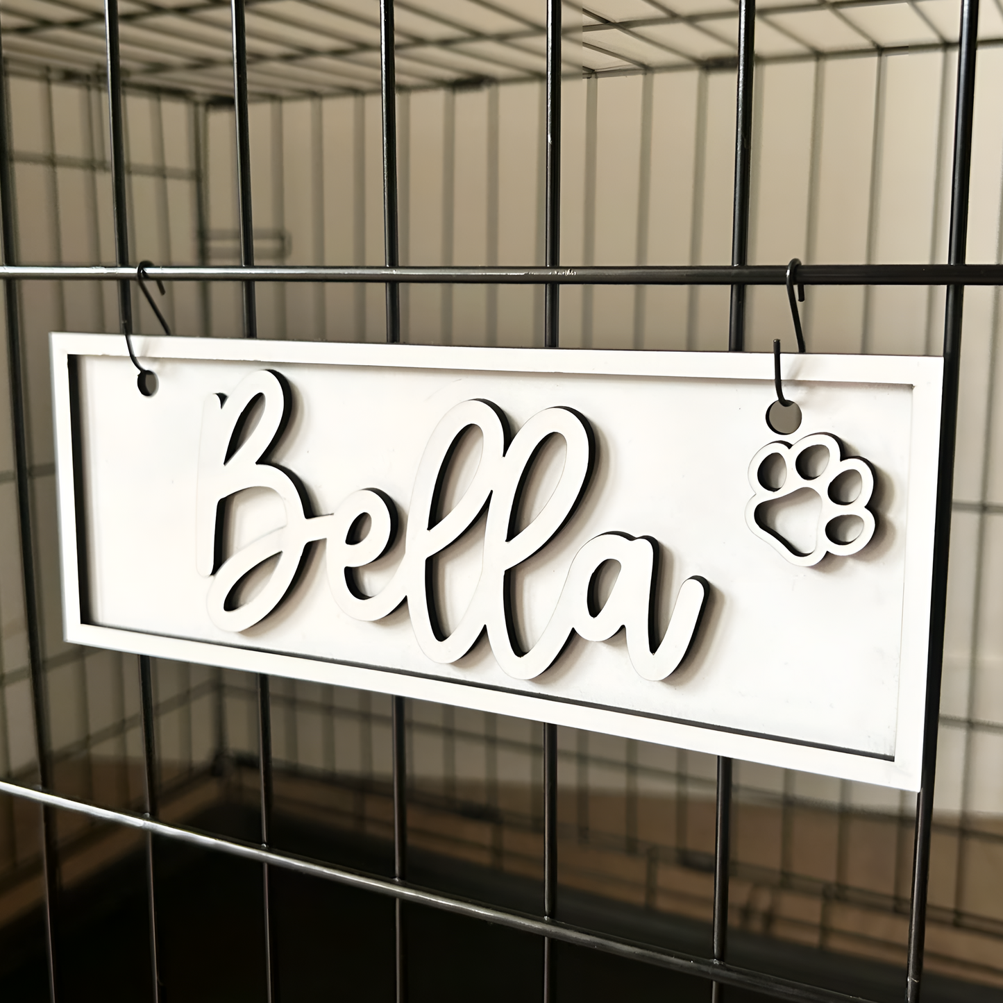Handcraft 2 Layers Wooden Dog Name Rectangle Plaque Personalized, Custom Kennel Name Sign, Gift For Dog Owners