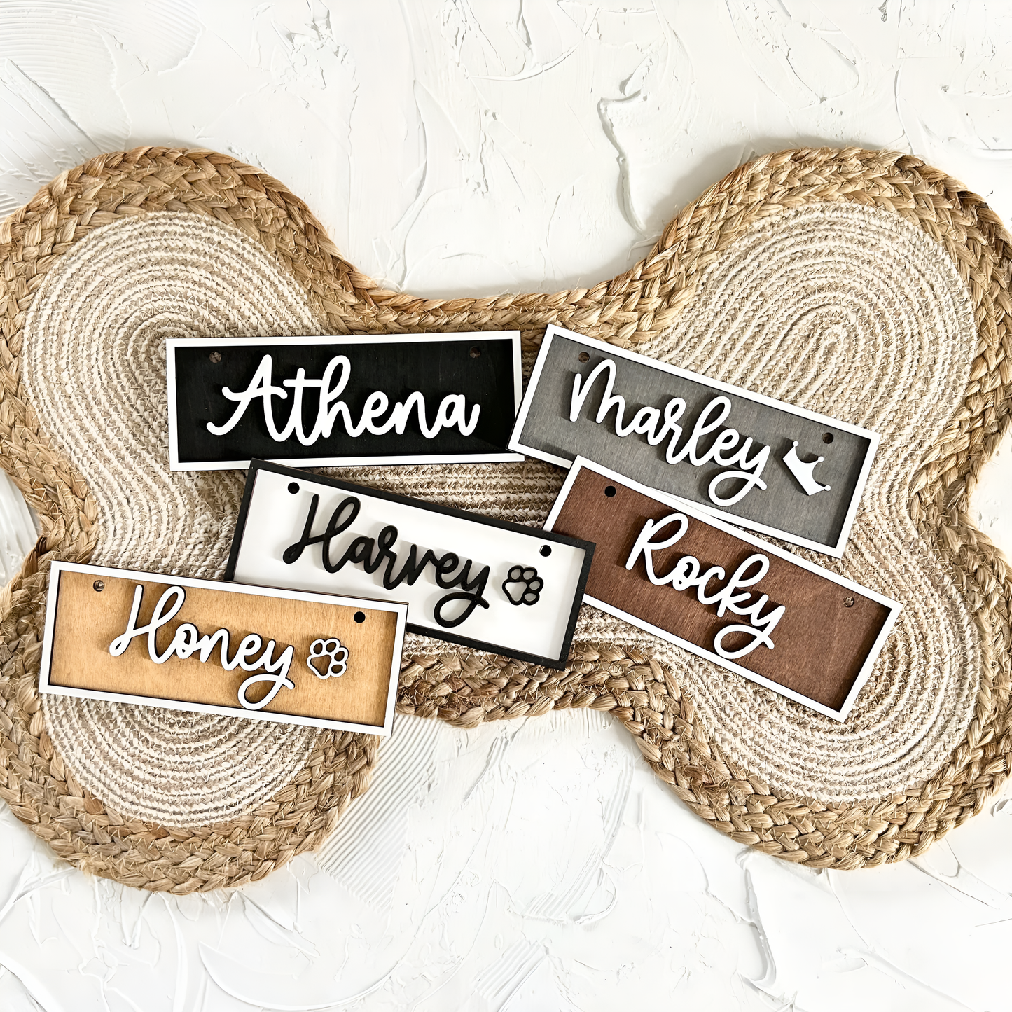 Handcraft 2 Layers Wooden Dog Name Rectangle Plaque Personalized, Custom Kennel Name Sign, Gift For Dog Owners