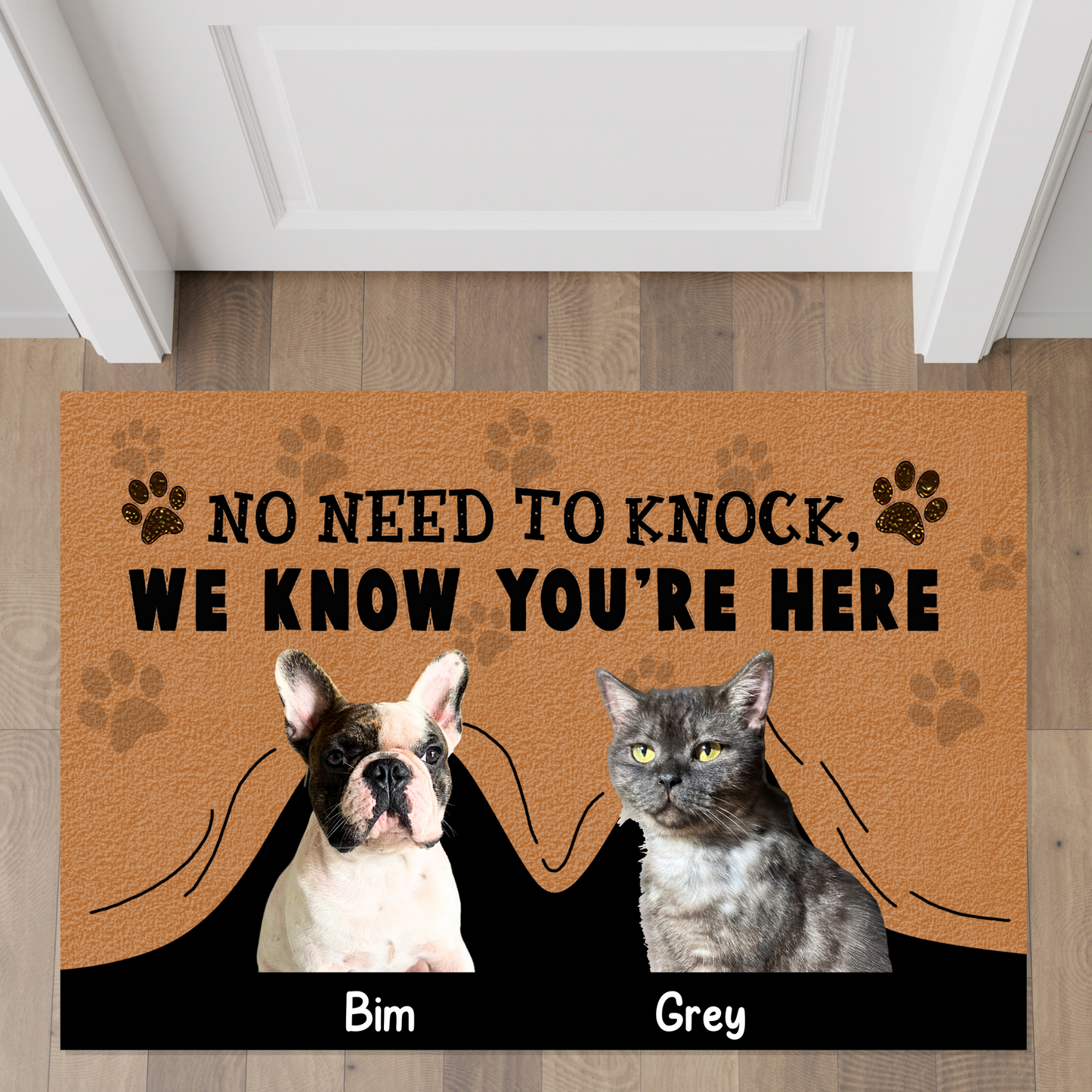Personalized Pet Doormat, No Need To Knock Doormat, Custom Pet Photo and Name, Gift for Pet Owners