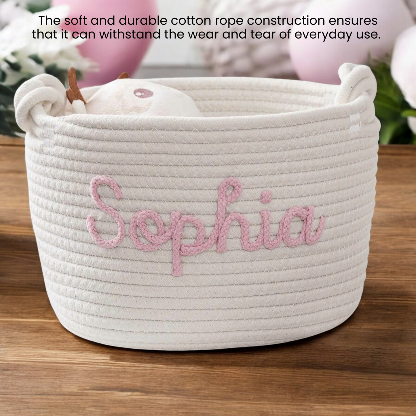 Personalized Pet Cotton Rope Toy Basket, Custom Pet Name Basket, Gift For Pet Lovers