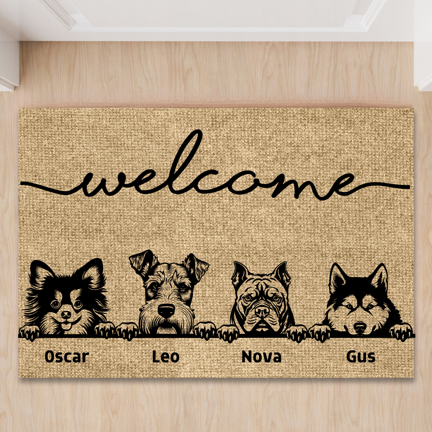 Personalized Dog Welcome Doormat, Custom Dog Breed and Name, Gift for Dog Owners