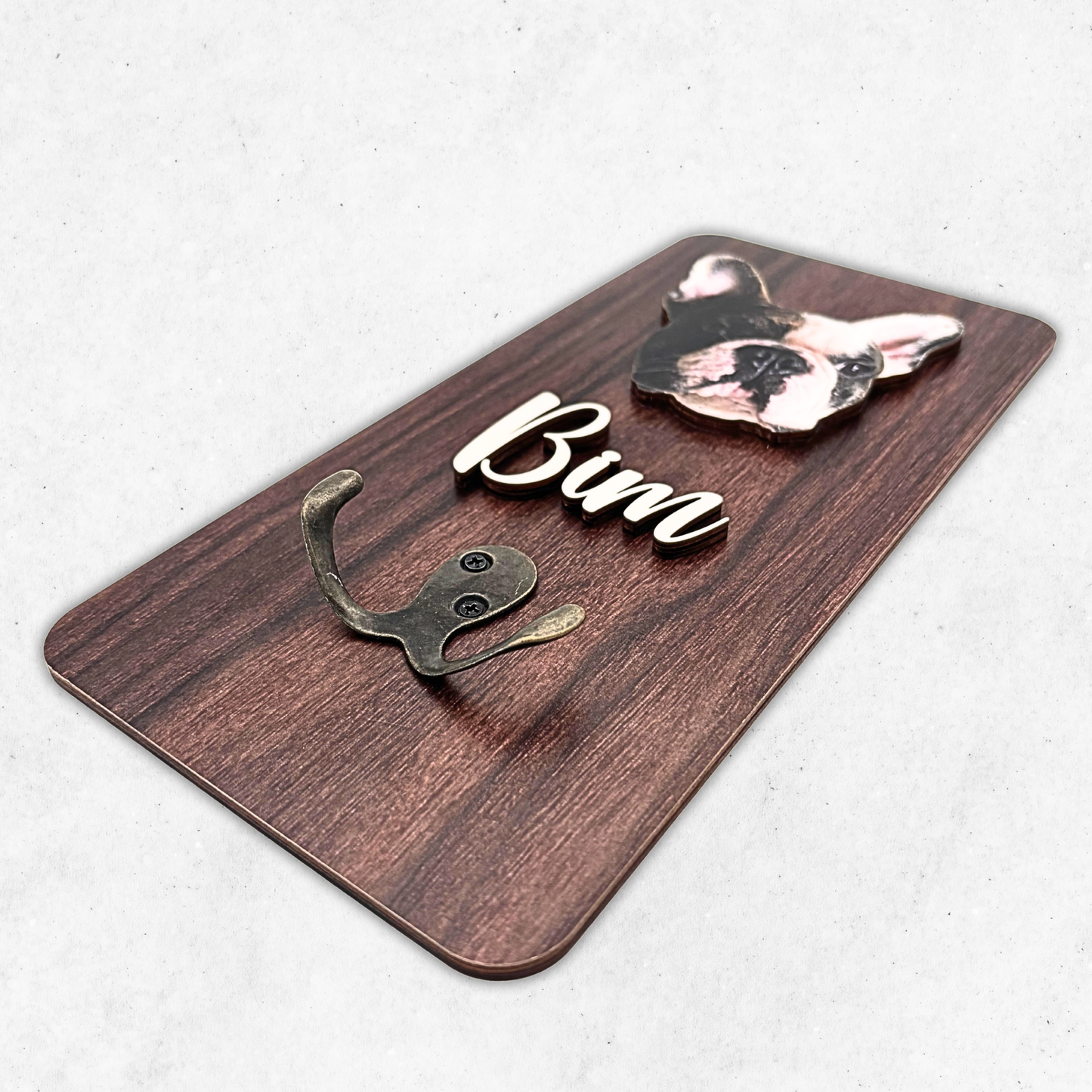 Handcraft 2 Layers Wooden Leash Holder Key Hanger Personalized, Custom Pet Face, Unique Gift For Pet Parents