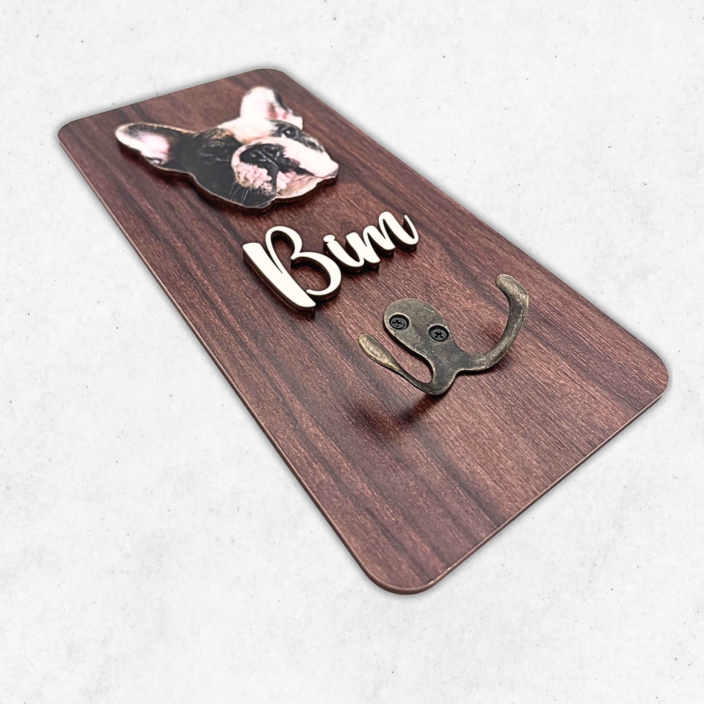 Handcraft 2 Layers Wooden Leash Holder Key Hanger Personalized, Custom Pet Face, Unique Gift For Pet Parents