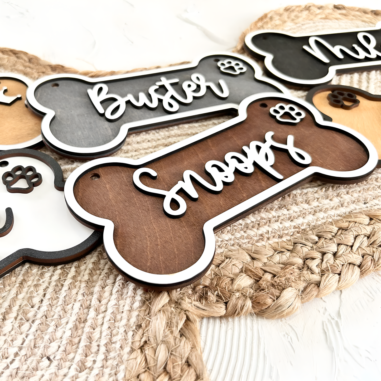 Handcraft 2 Layers Dog Name Bone Shape Plaque Personalized, Custom Kennel Dog Name Sign, Gift For Dog Owners