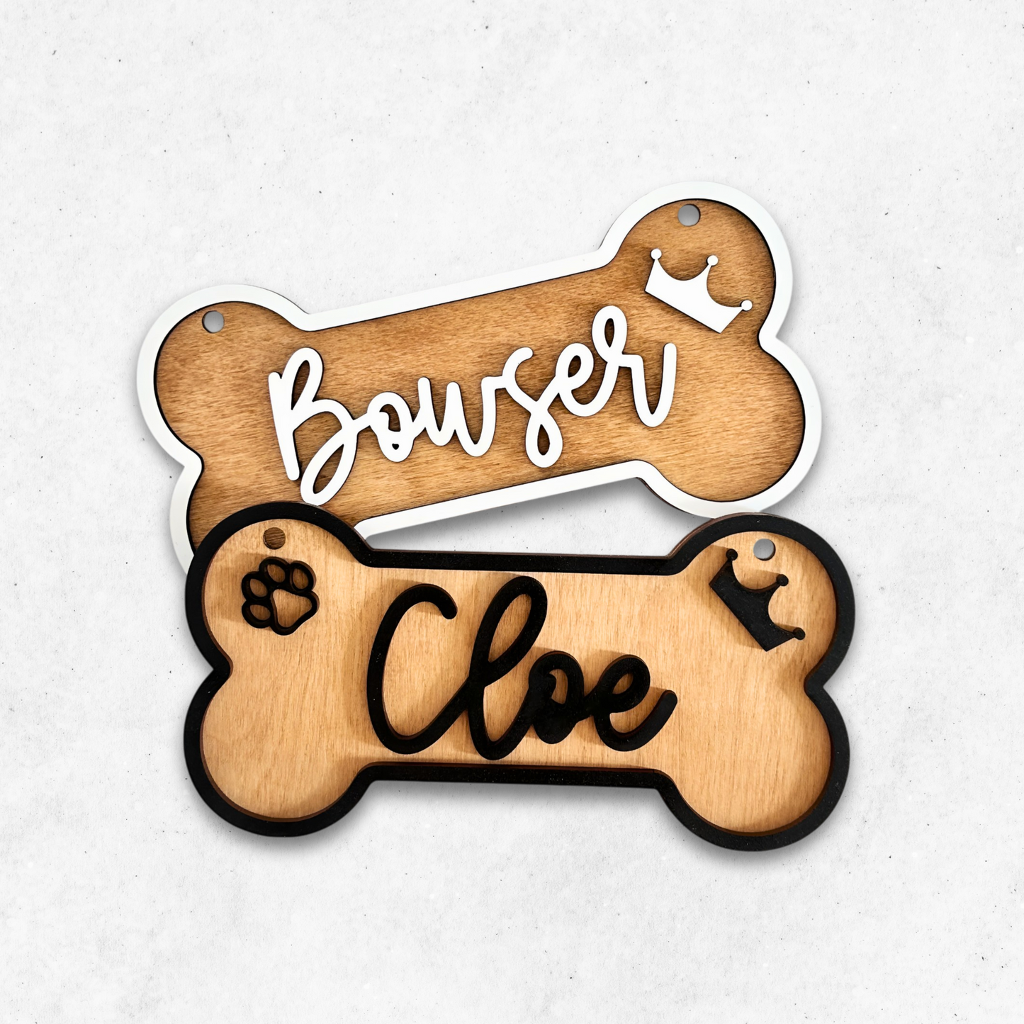 Handcraft 2 Layers Dog Name Bone Shape Plaque Personalized, Custom Kennel Dog Name Sign, Gift For Dog Owners