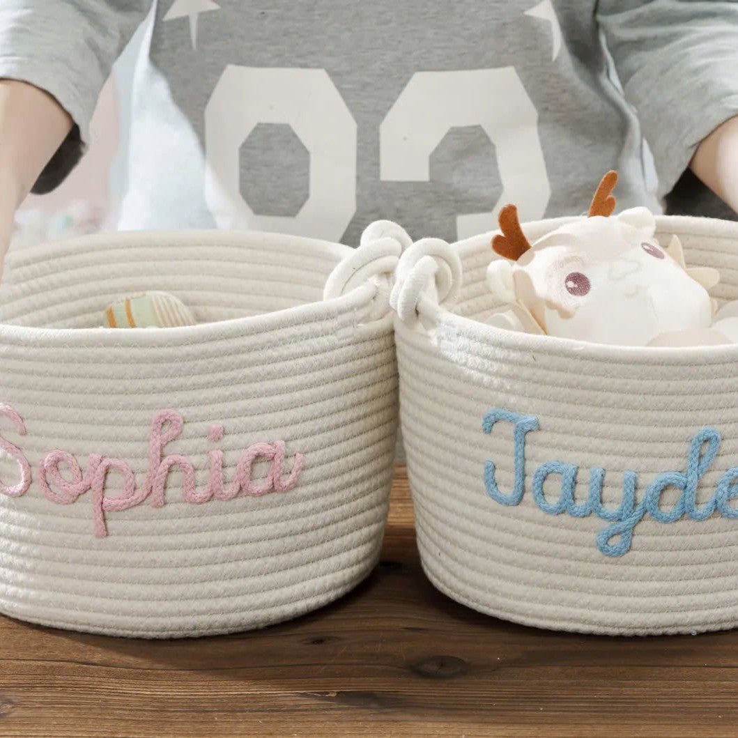 Personalized Pet Cotton Rope Toy Basket, Custom Pet Name Basket, Gift For Pet Lovers