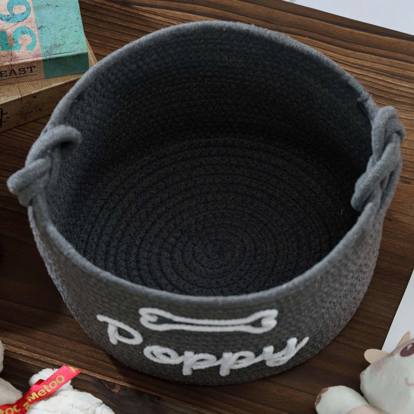 Personalized Pet Cotton Rope Toy Basket, Custom Pet Name Basket, Gift For Pet Lovers