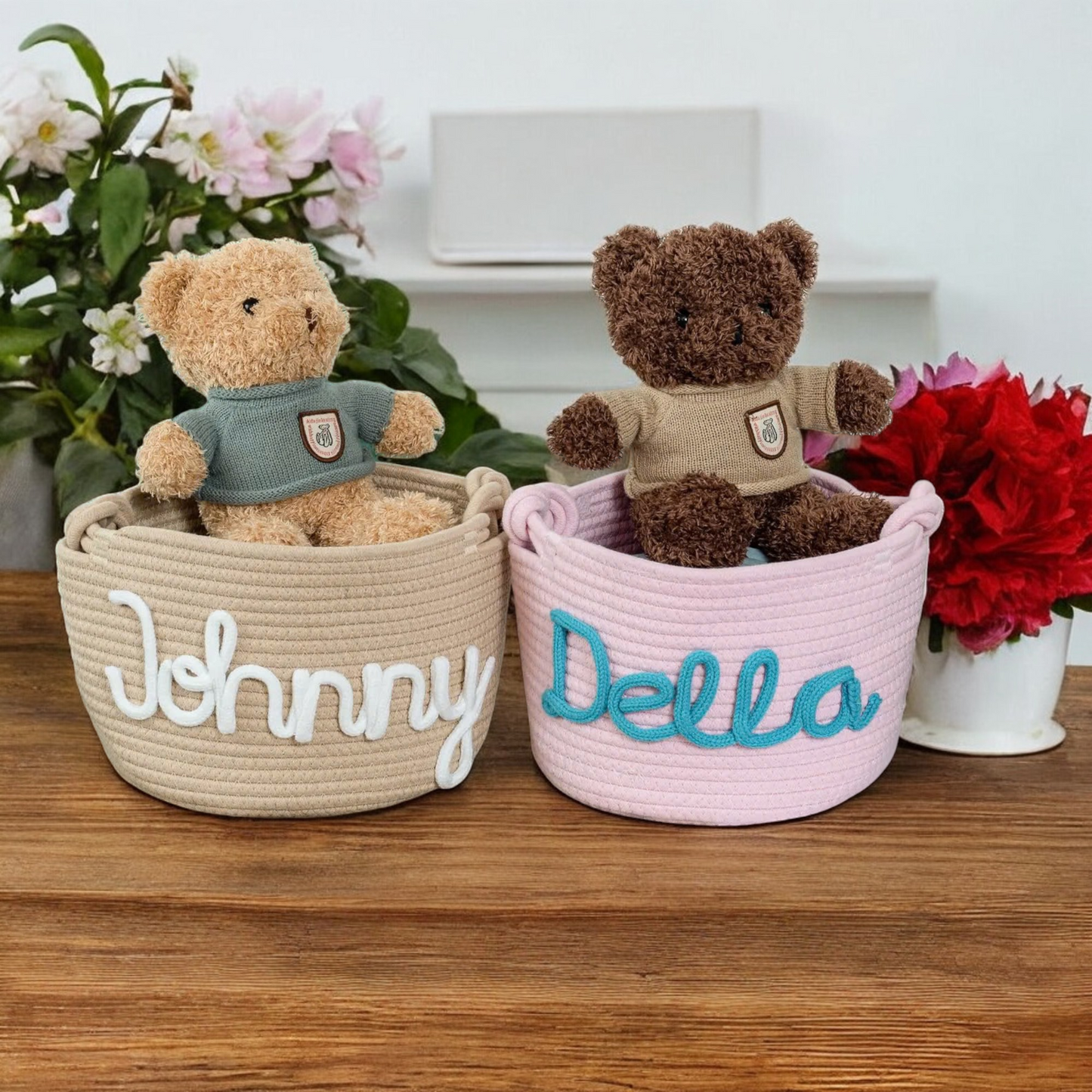 Personalized Pet Cotton Rope Toy Basket, Custom Pet Name Basket, Gift For Pet Lovers