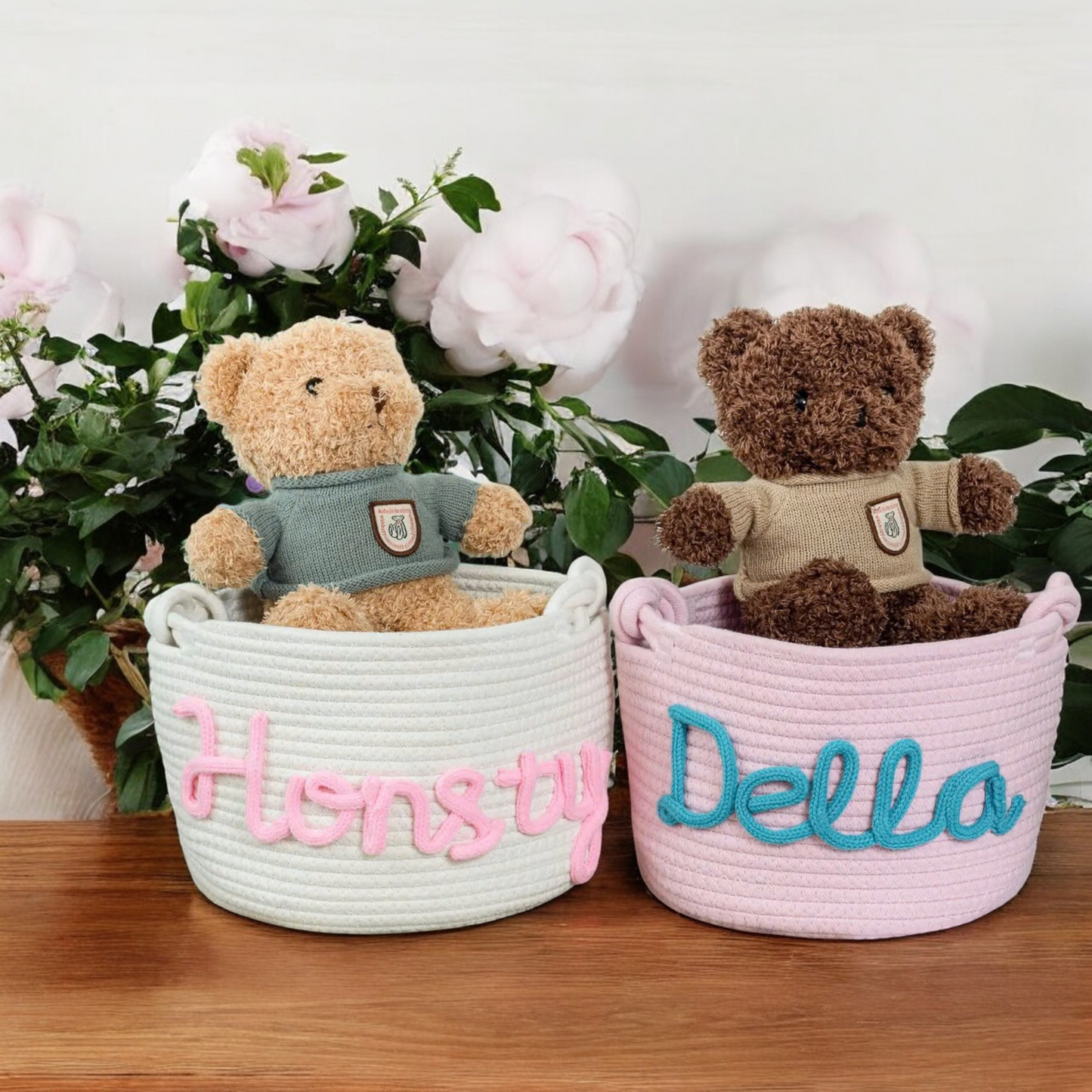 Personalized Pet Cotton Rope Toy Basket, Custom Pet Name Basket, Gift For Pet Lovers