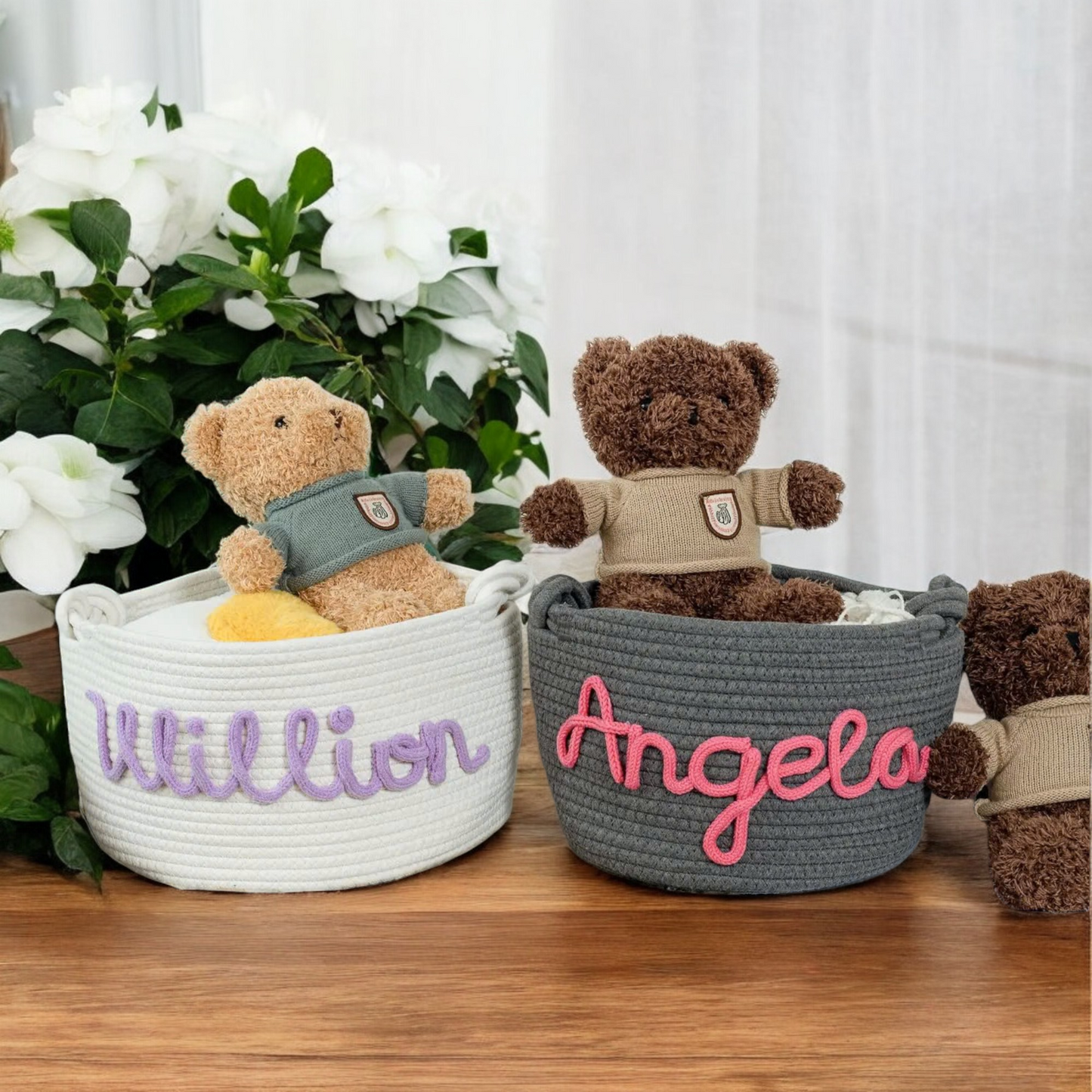 Personalized Pet Cotton Rope Toy Basket, Custom Pet Name Basket, Gift For Pet Lovers
