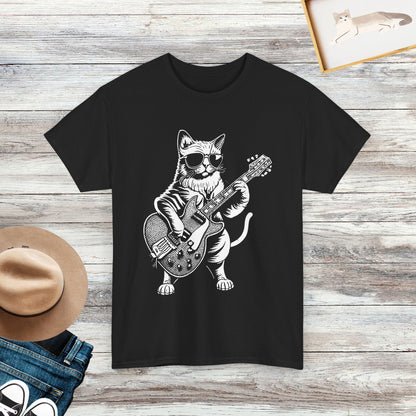 Cat Guitar Player Shirt, Cool Cat Tee, Gift for Guitar Lover, Cat Lover Shirt