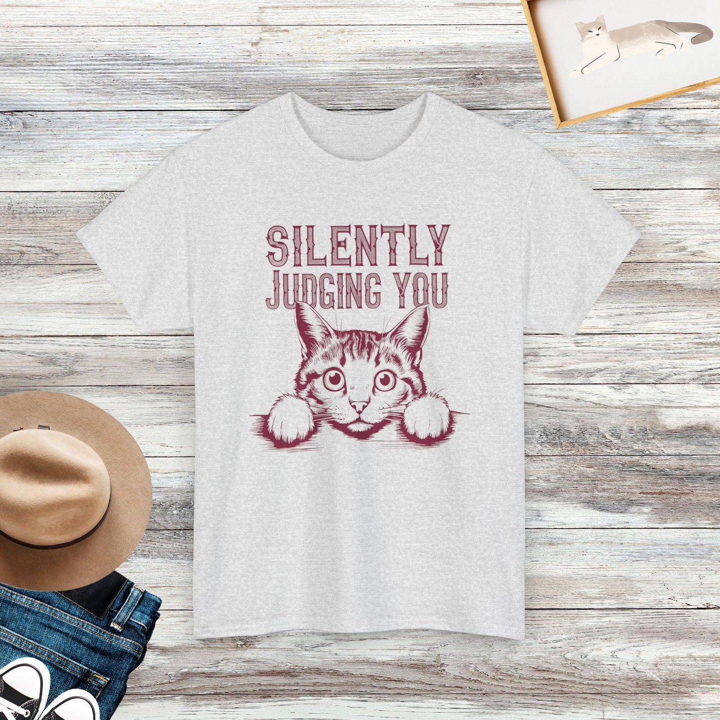 Silently Judging You T-Shirt, Cat Lover Tee, Humorous Cat Gift, Cat Meme Shirt