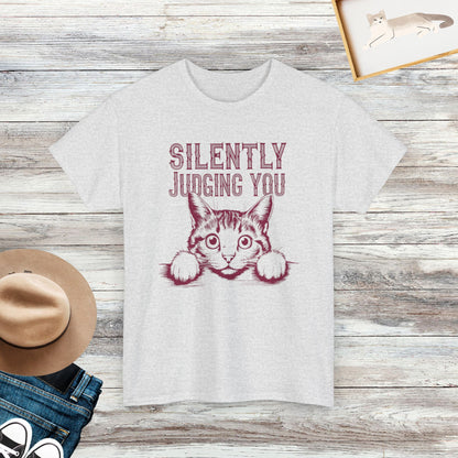 Silently Judging You T-Shirt, Cat Lover Tee, Humorous Cat Gift, Cat Meme Shirt