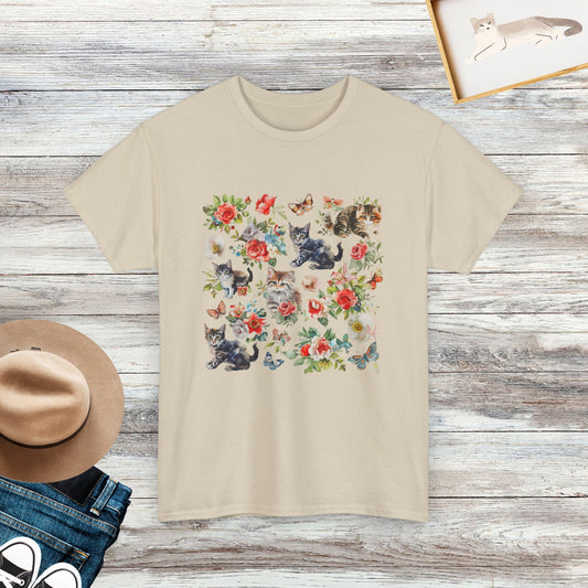 Cottagecore Cat Shirt, Vintage Flower Cat Shirt, Cat Lover Gift