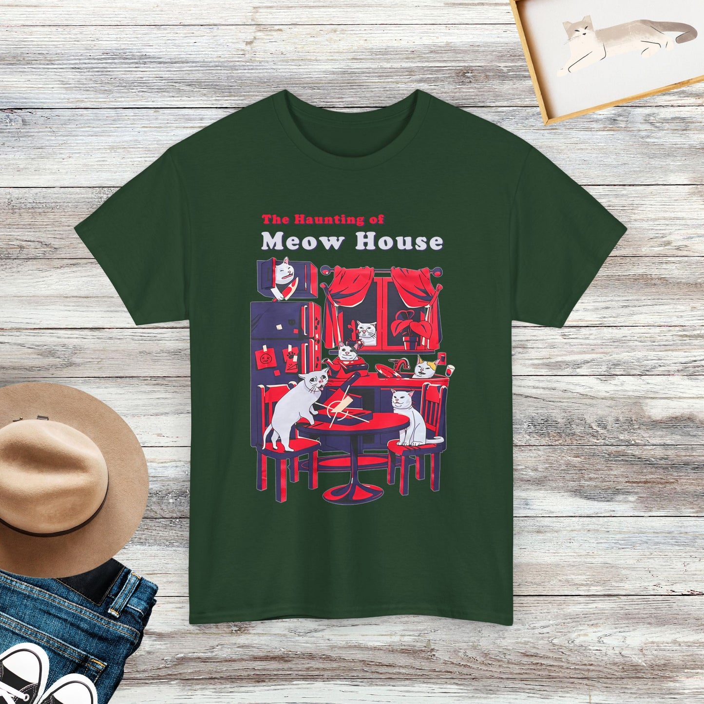 The Haunting of Meow House T-Shirt, Funny Horror Cat Shirt, Cat Lover Gift