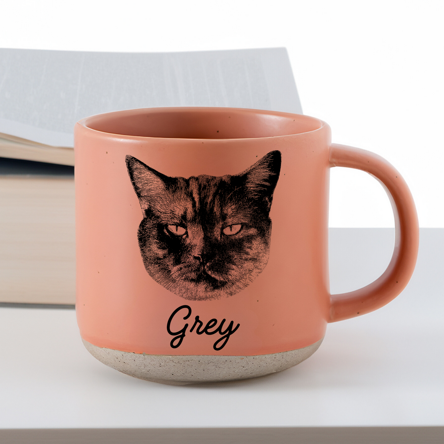 Personalized Pet Sketch Pottery Mug 11.8oz, Custom Pet Photo And Name, Gift For Pet Owners