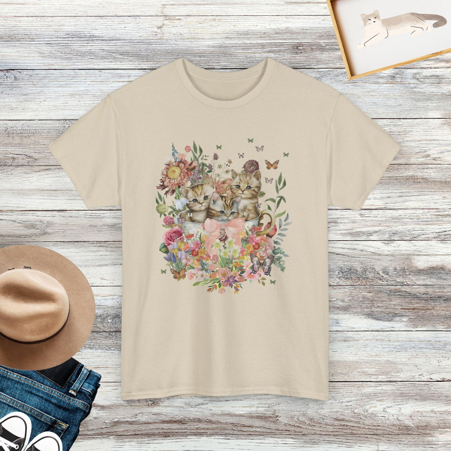 Three Cat Shirt, Floral And Cat Shirt, Funny Cat Shirt, Cat Lover Gift