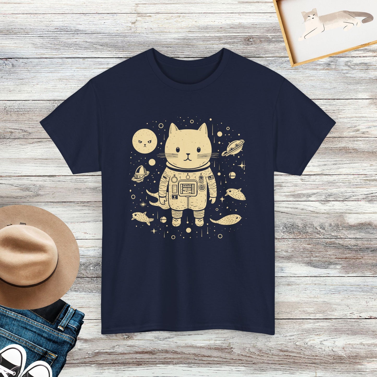 Astronaut Cat T-Shirt, Cat Lover Gift Shirt, Cute Cat Shirt