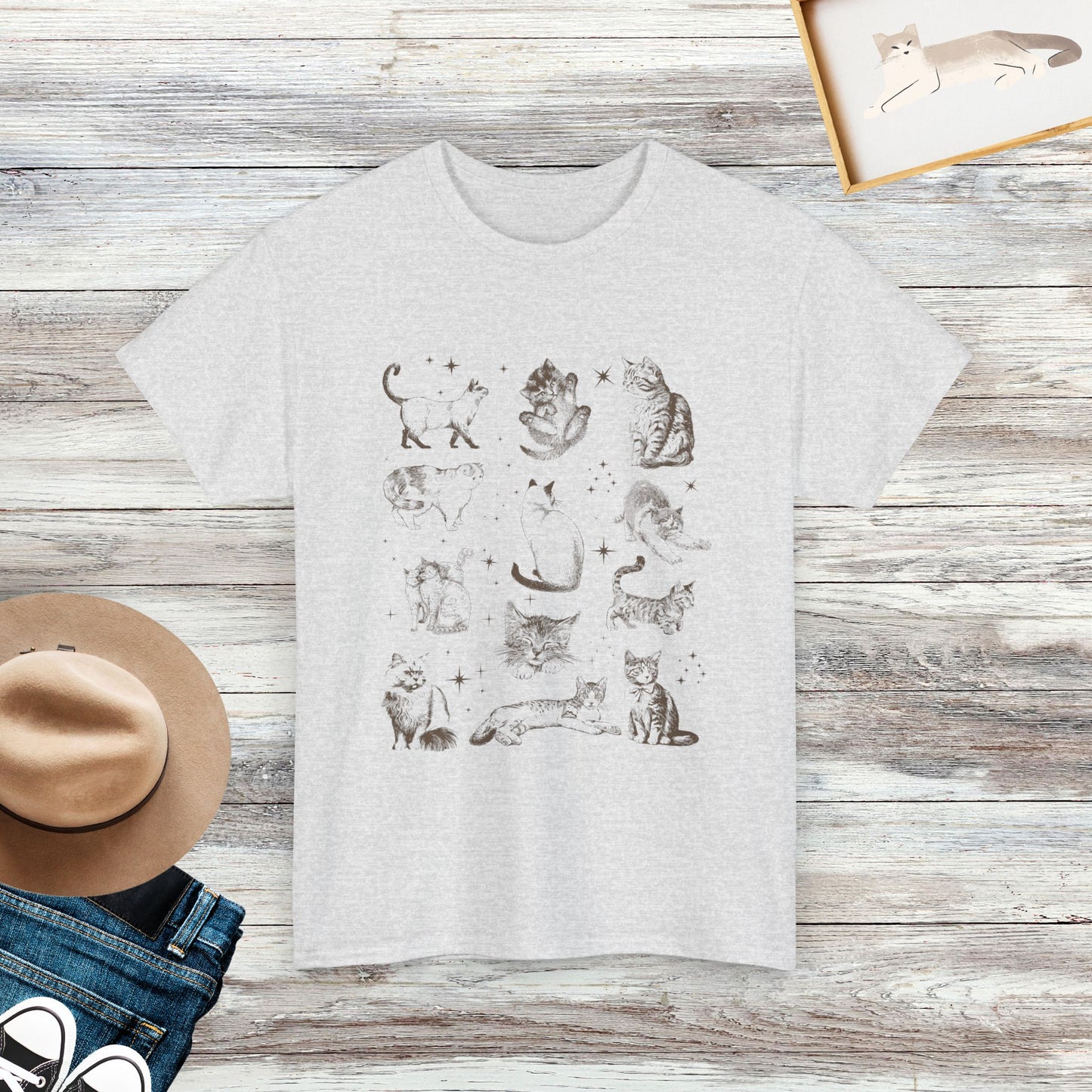 Vintage 90s Tattoo Cat T-shirt, Kitten Shirt, Cat Lovers Gift