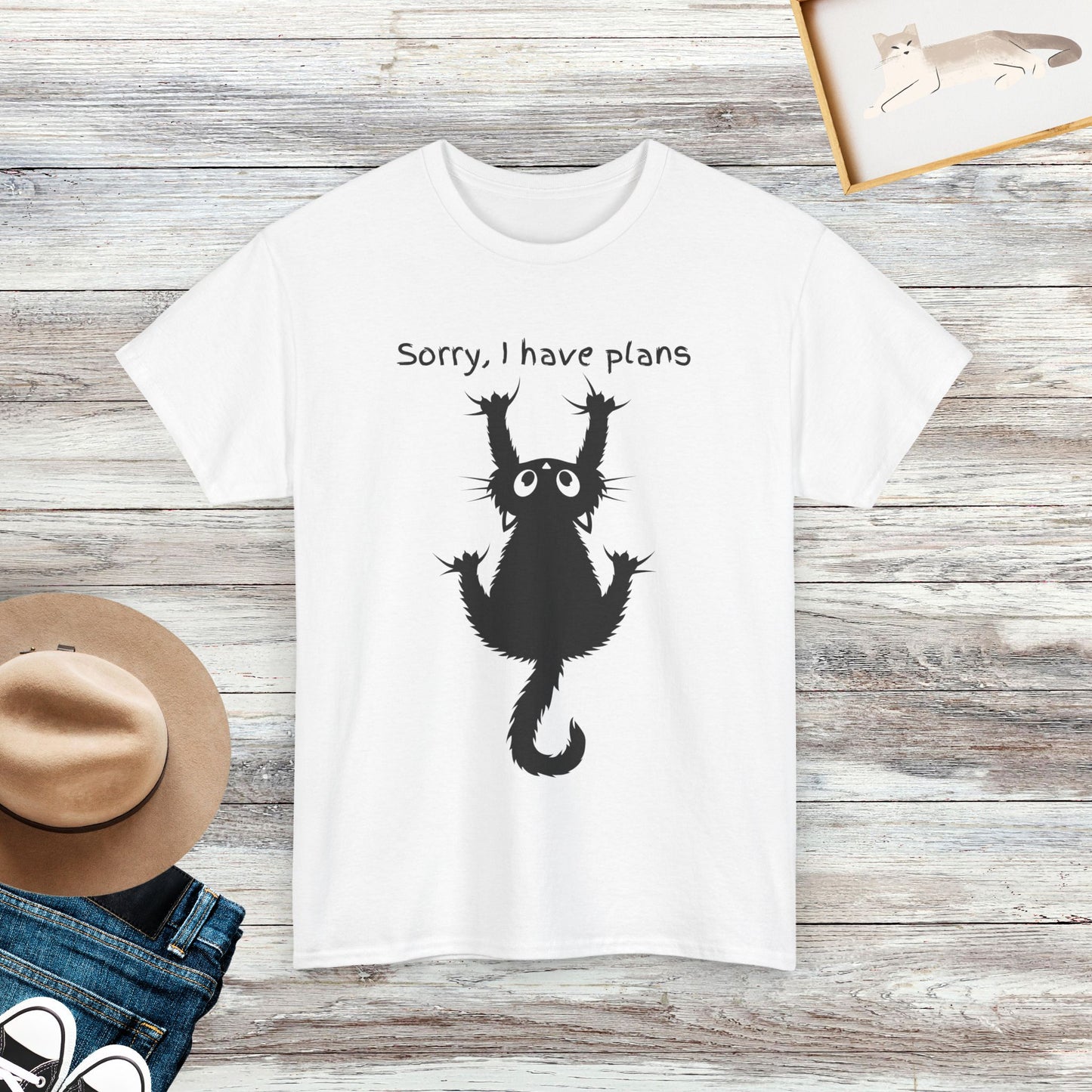 Sorry, I Have Plans Funny Cat Shirt, Black Cat Gifts, Cute Kitty Shirt