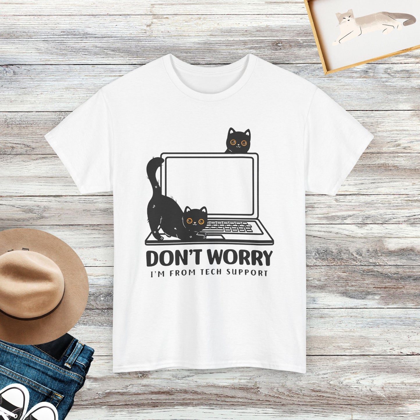 Don't Worry I'm From Tech Support Cat Shirt, Funny Cat Shirt, Cat Lover Tee