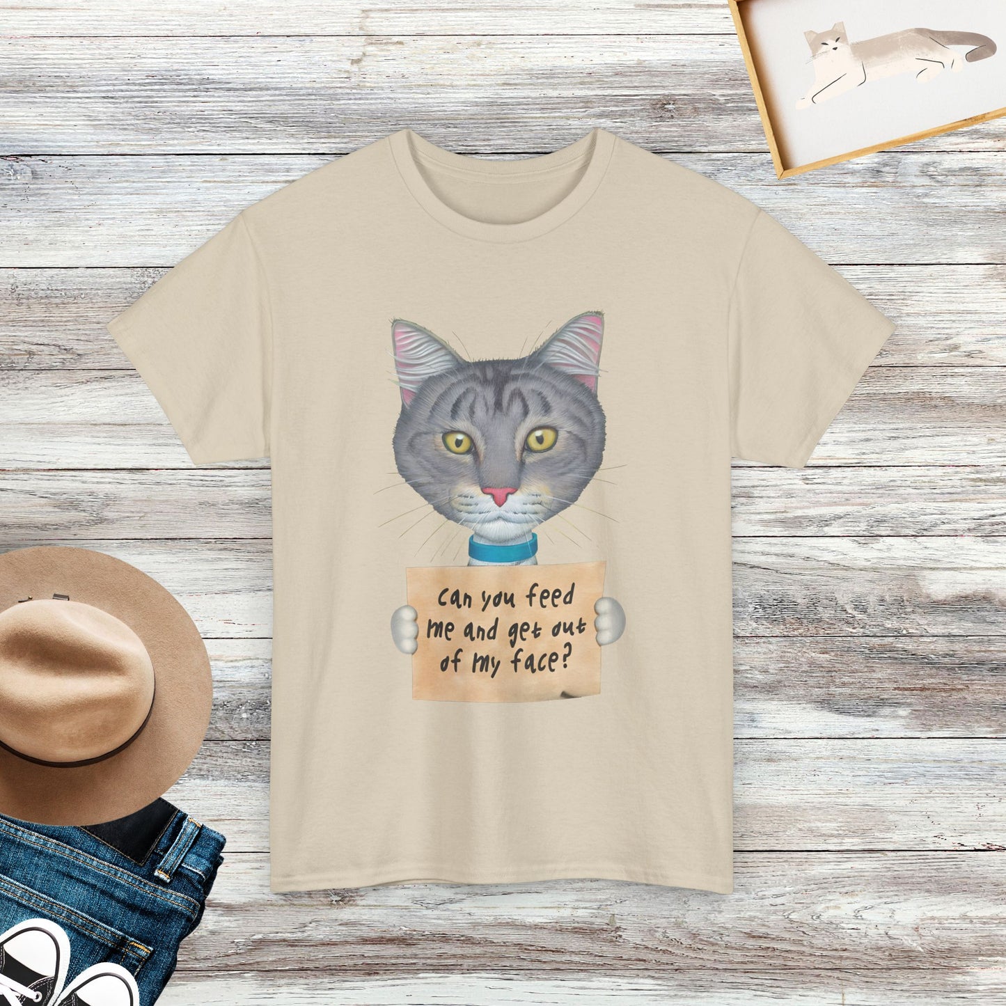 Can You Feed Me And Get Out Of My Face T-Shirt, Funny Cat Shirt, Humorous Cat Lover Gift