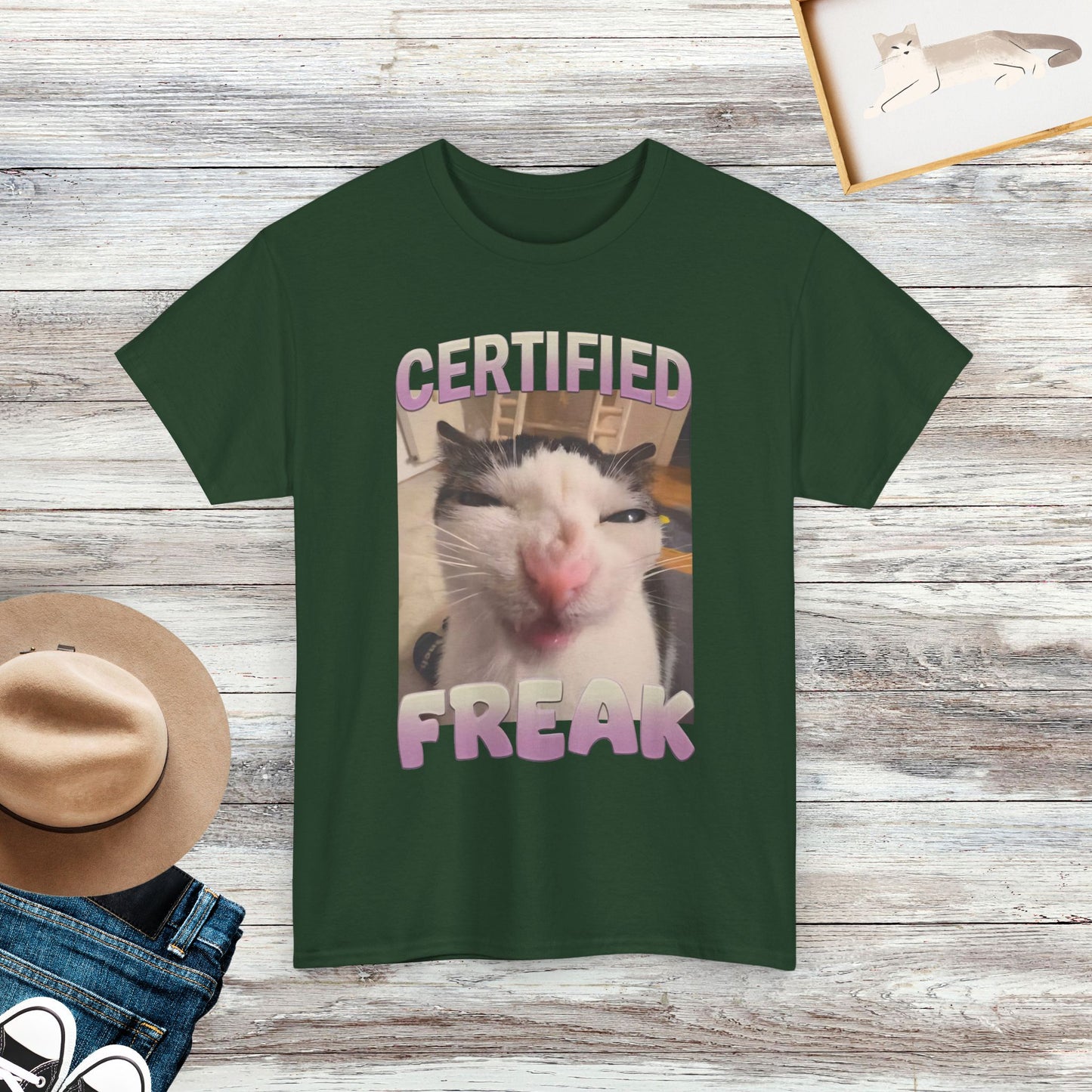 Certified Freak Cat Meme T-Shirt, Hilarious Cat Expression Shirt, Funny Cat Shirt