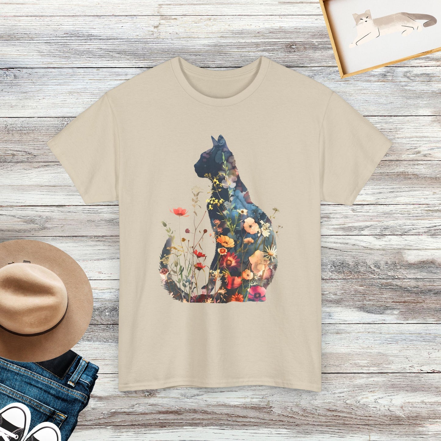 Floral Cat Shirt, Cat Lover Shirt, Gift For Cat Lover