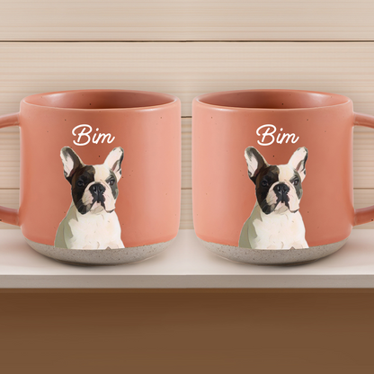 Personalized Pet Pottery Mug 12oz, Custom Pet Photo And Name, Gift For Pet Owners