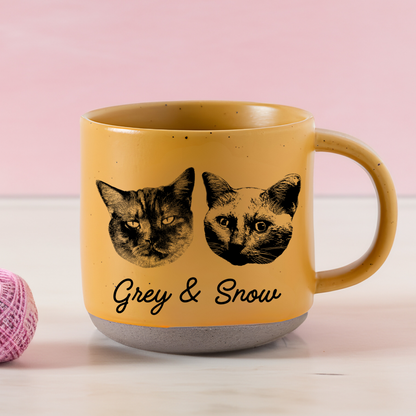 Personalized Pet Sketch Pottery Mug 11.8oz, Custom Pet Photo And Name, Gift For Pet Owners