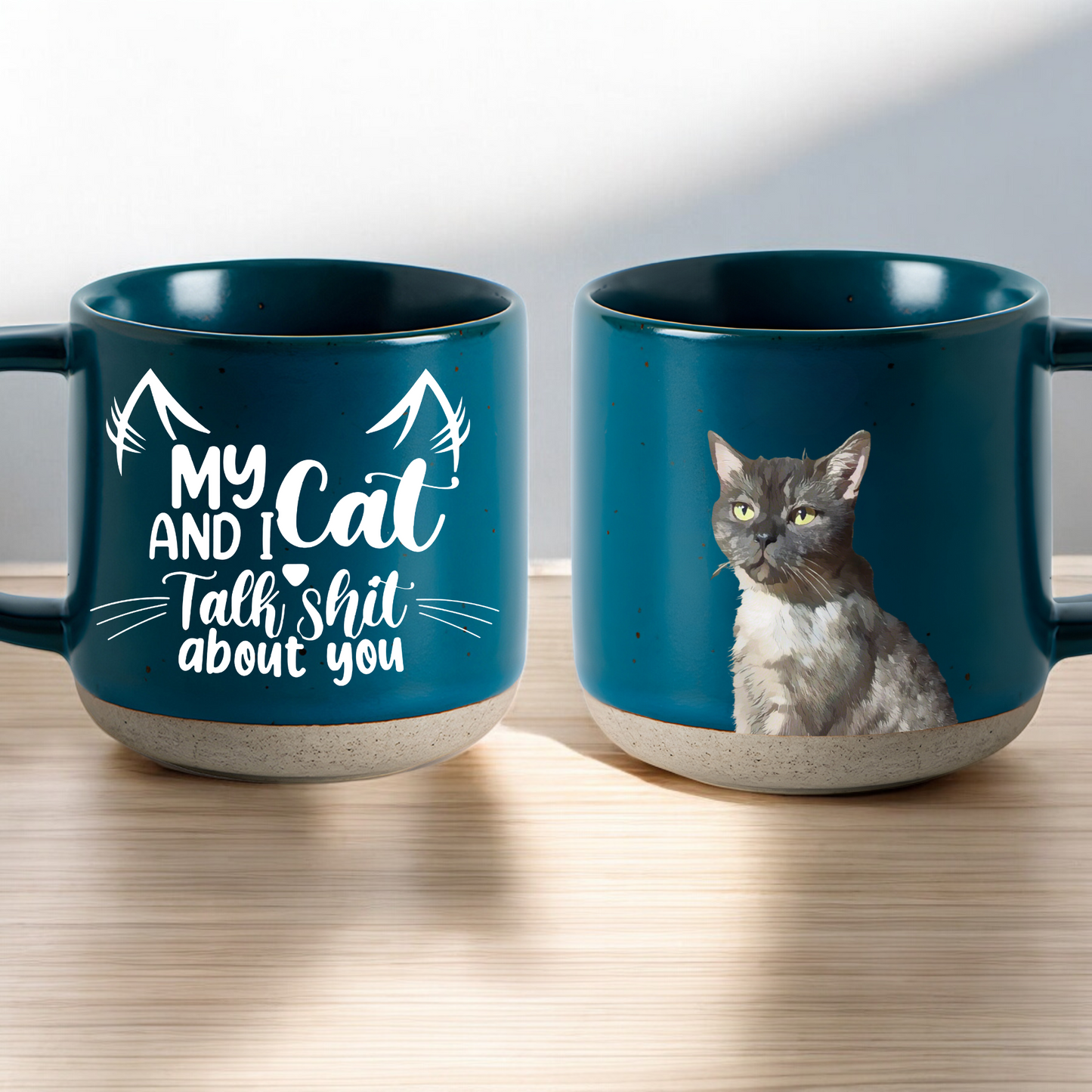 Personalized My Pet And I Talk Shit About You Pottery Mug 12oz, Custom Pet Photo, Funny Gift For Pet Owners