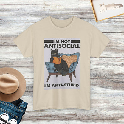 I'm Not Antisocial, I'm Anti-Stupid T-Shirt, Funny Cat Shirt, Cat Lover Gift