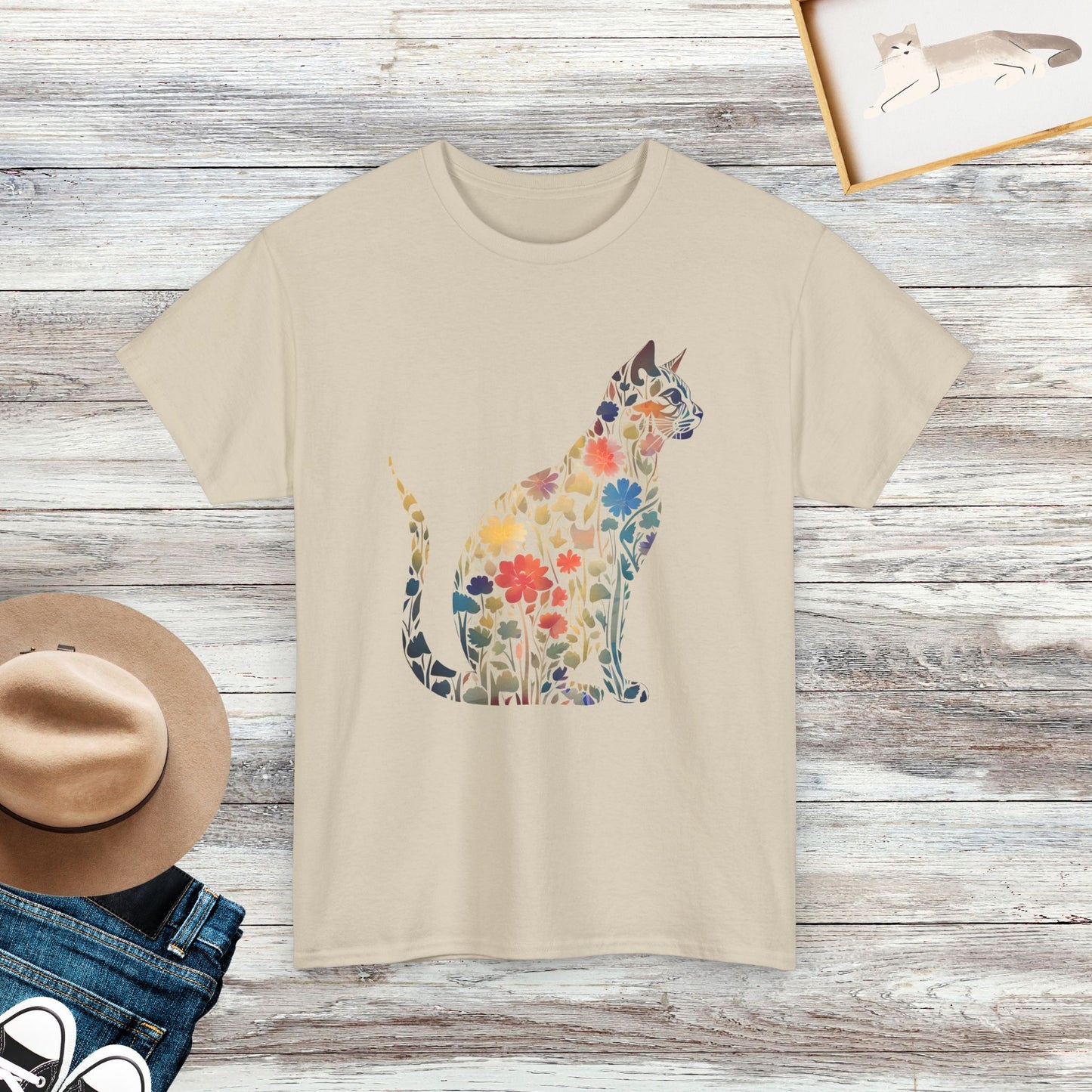 Floral Cat Shirt, Purr Shirt, Cat Mom Floral, Gift for Cat Lovers