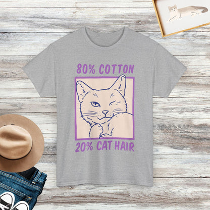 80% Cotton, 20% Cat Hair Funny Cat T-Shirt, Cat Lover Gift, Cute Cat Shirt