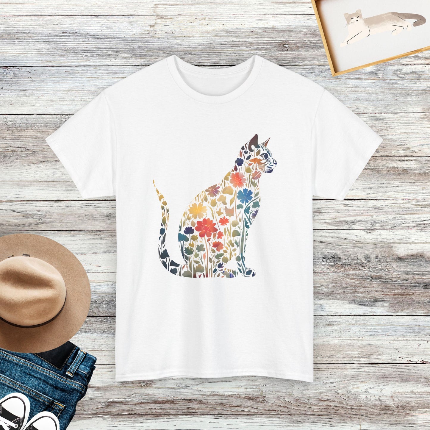 Floral Cat Shirt, Purr Shirt, Cat Mom Floral, Gift for Cat Lovers