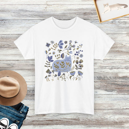 Scandi Cat T-Shirt, Floral Shirt, Cute Cat Shirt, Gift for Cat Lover