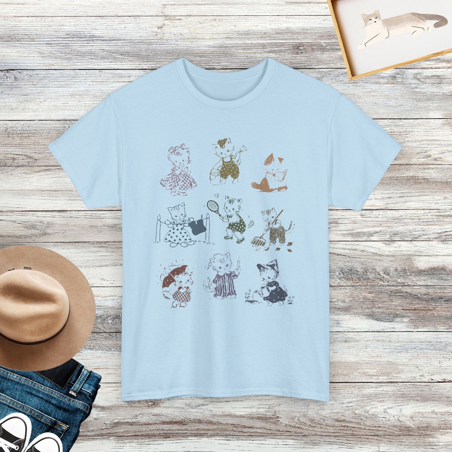 Vintage 90s Tattoo Cat T-shirt, Retro Kitten Cute Shirt, Cat Lovers Gift