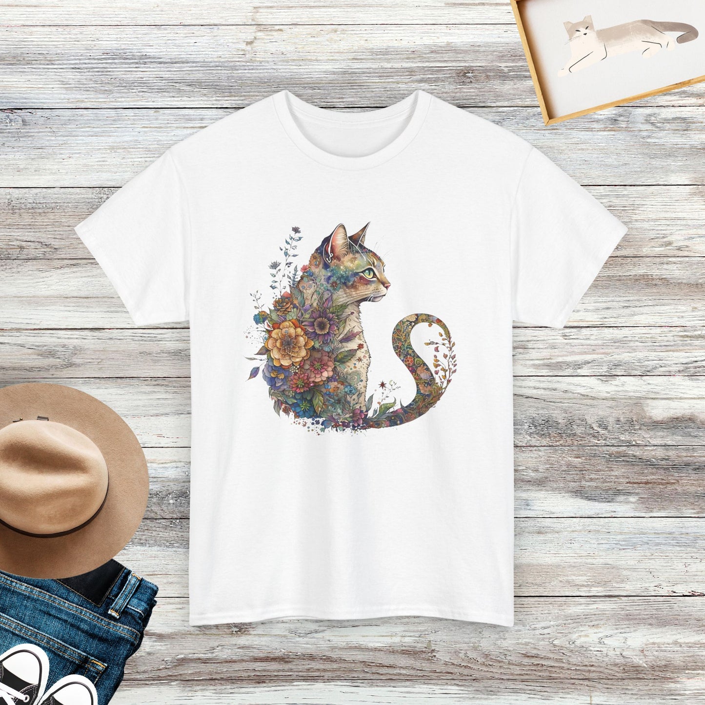 Floral Cat Shirt, Cat Shirt, Gift For Cat Lover