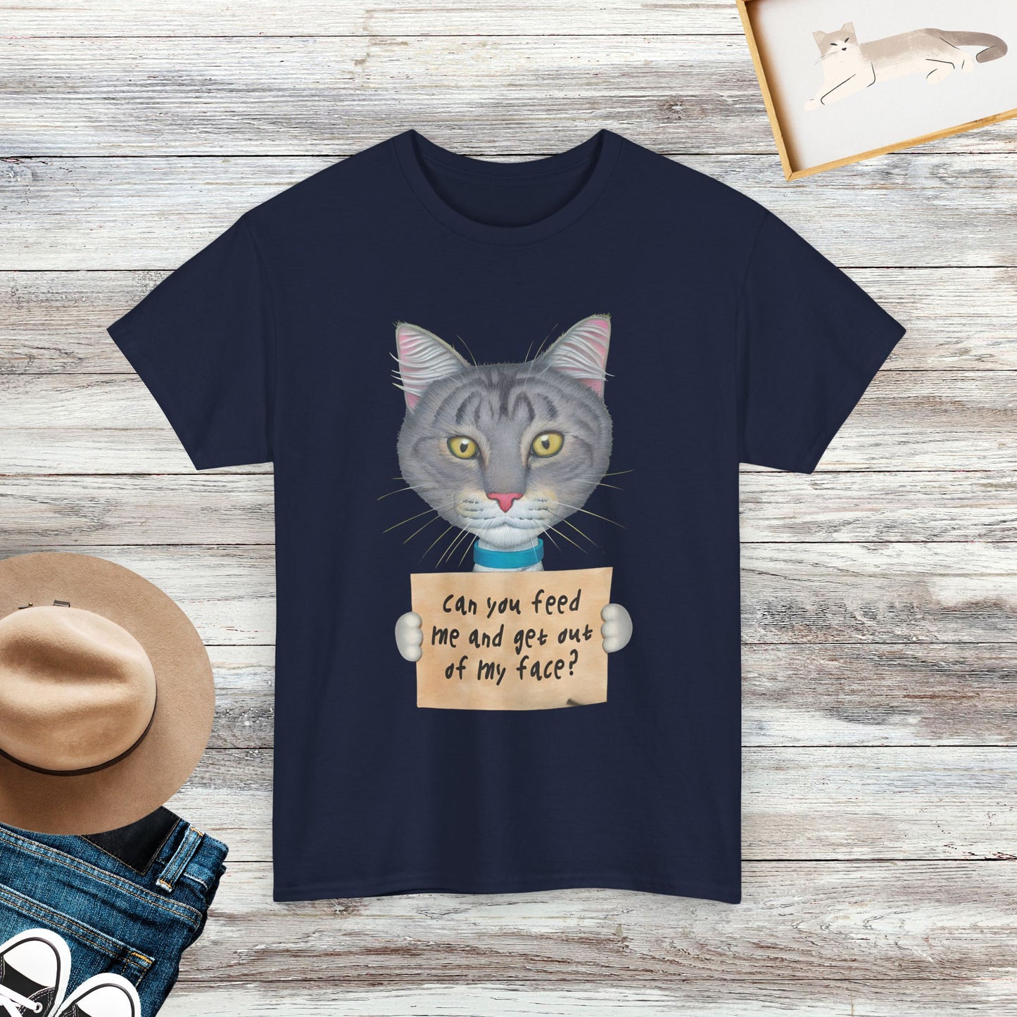 Can You Feed Me And Get Out Of My Face T-Shirt, Funny Cat Shirt, Humorous Cat Lover Gift