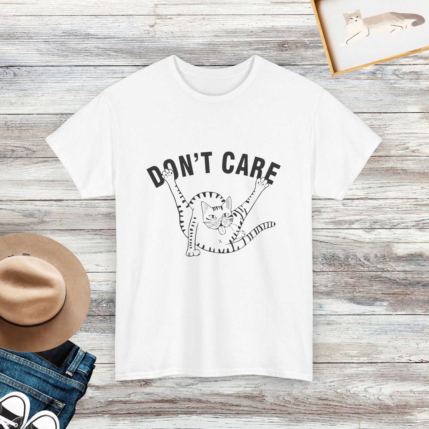 Don't Care Sarcastic Cat Shirt, Funny Cat Shirt, Meme Cat T-Shirt, Gift for Cat Lovers