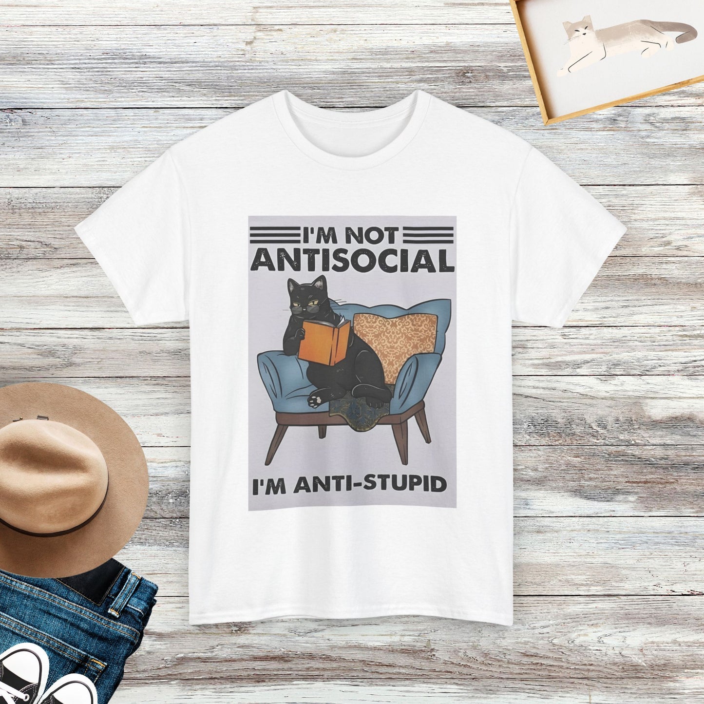 I'm Not Antisocial, I'm Anti-Stupid T-Shirt, Funny Cat Shirt, Cat Lover Gift