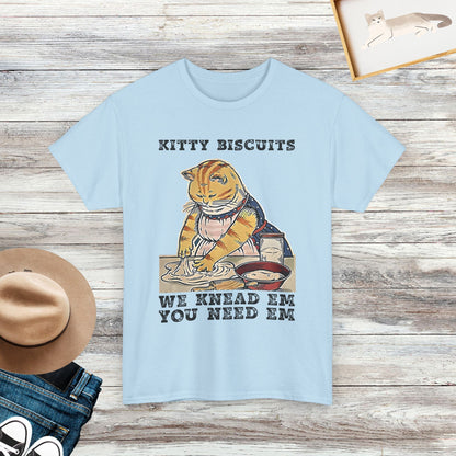 Kitty Biscuits You Need Em We Knead Em T-Shirt, Cat Making Biscuits T-Shirt, Funny Kitty Baker Cat Shirt