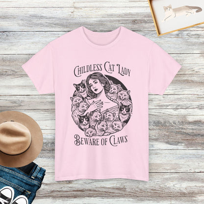 Childless Cat Lady T-Shirt, Beware of Claws, Cat Lover Gifts