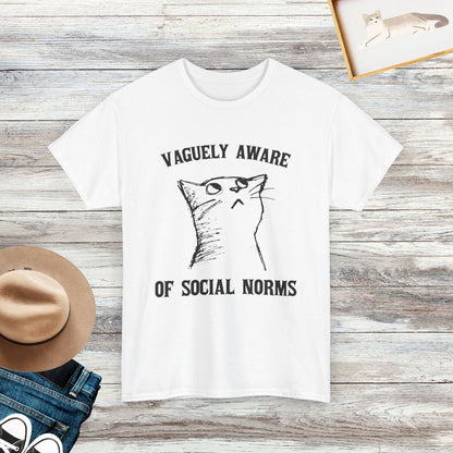 Vaguely Aware of Social Norms T-Shirt, Funny Introvert Cat T-shirt, Meme Cat Shirt