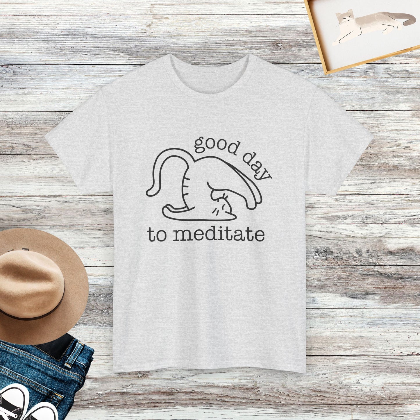 Cute Cat Yoga Shirts, Funny Meditation Cat T-Shirt, Cat Lover Gift